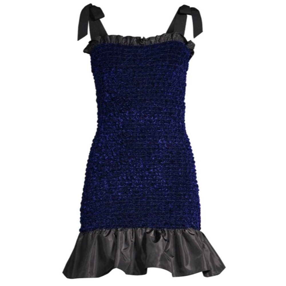 Petersyn Olsen Smocked Ruffle Hem Mini Dress